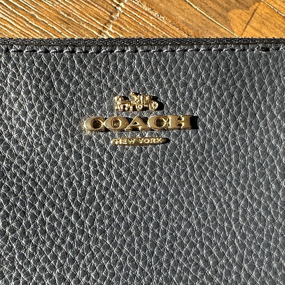 Coach Blue Wristlet with Gold Detail - Picture 2 of 12